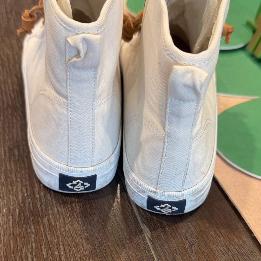 Women’s Sperry Cream High-Top Canvas Sneakers with Tan Laces size 9 - Picture 5 of 9